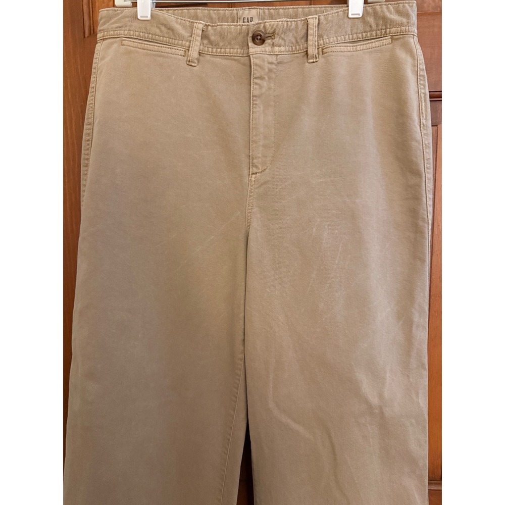 Gap Jeans High-Rise Wide-Leg Crop Womens 14 Tall Tan Distressed Denim Stretch - Picture 1 of 11